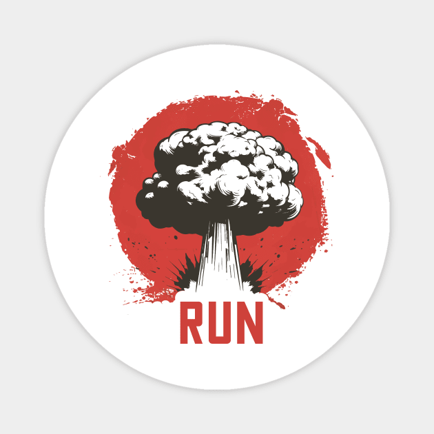 mushroom cloud run vintage Magnet by StepInSky